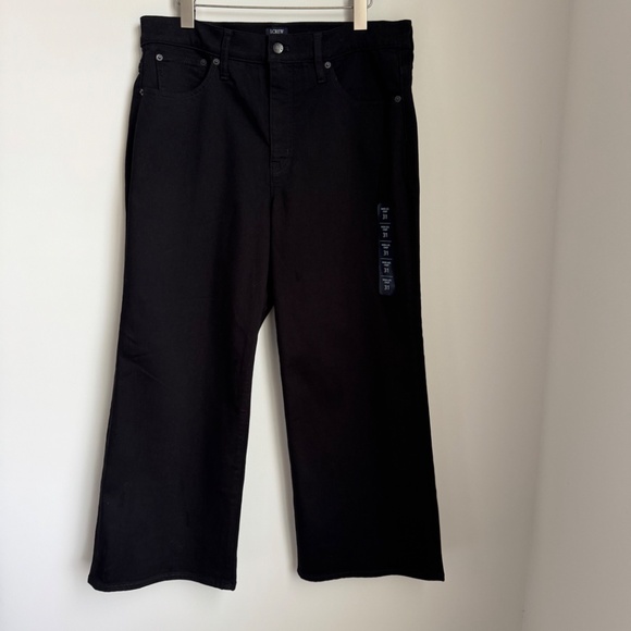 NWT J.Crew Factory Black Cropped wide-leg black jean all-day stretch SZ 28 & 31 - Picture 8 of 10